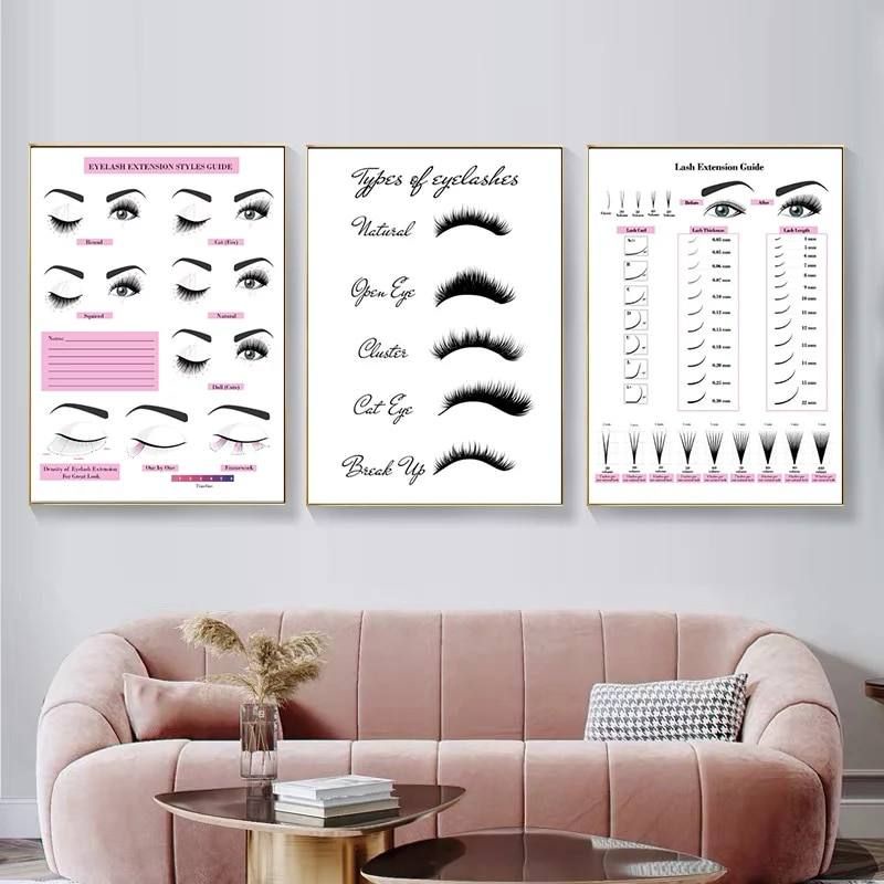 Stiker Dinding Jendela Eyelash Dekor Studio Sulam Alis Studio Eyelash Stiker Dinding Vinil Poster Studio Kecantikan