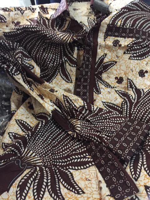 Kemeja Batik Pria Lengan Panjang Motif Sogan Dan Padi Baju Atasan Batik Modern Cowok