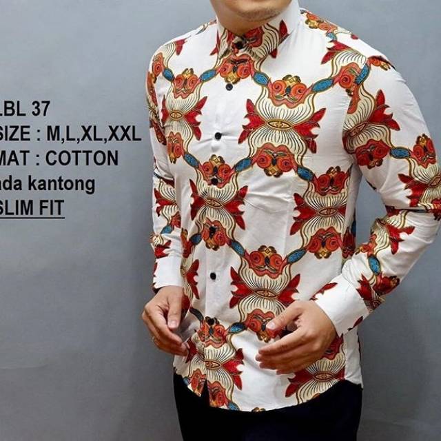 KEMEJA SLIM FIT PRIA BATIK SLIMFIT REAL PICT ORIGINAL MERK LUIGI LBL37