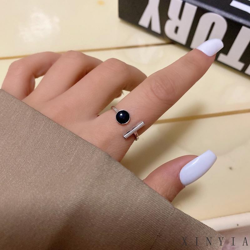 【COD】Cincin Jari Telunjuk Model Terbuka Desain Bulat Warna Hitam