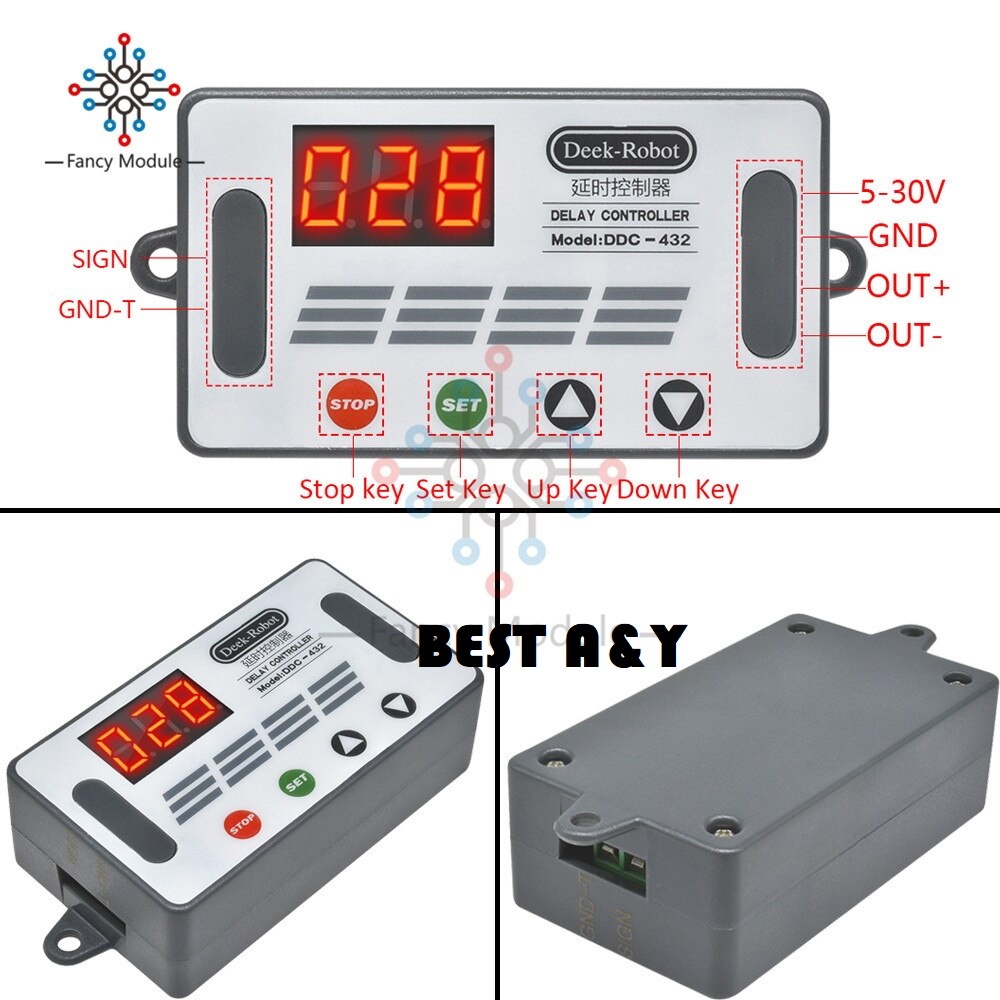 Timer Delay Relay Digital Tube Time Switch Control OFF ON Programable PLC 12V DC 4 Button 3 Display