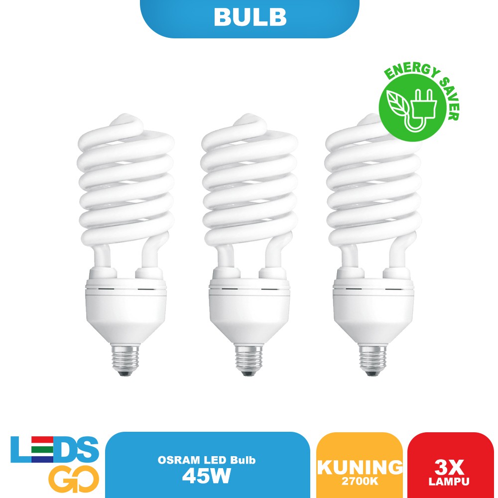 (PAKET ISI 3)  Osram Lampu Hemat Energi Duluxstar HO 45 Watt Kuning