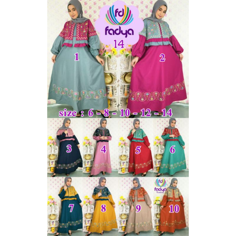 Gamis fadya/gamis anak katun bordir/gamis anak muslim fadya 14 NON HIJAB