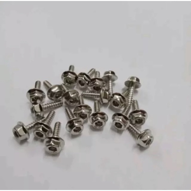 BAUT BODY PROBOLT CHROME THAILAND UNIVERSAL SEMUA MOTOR MODEL 2 KUNCI  1 PACK ISI 20 PCS