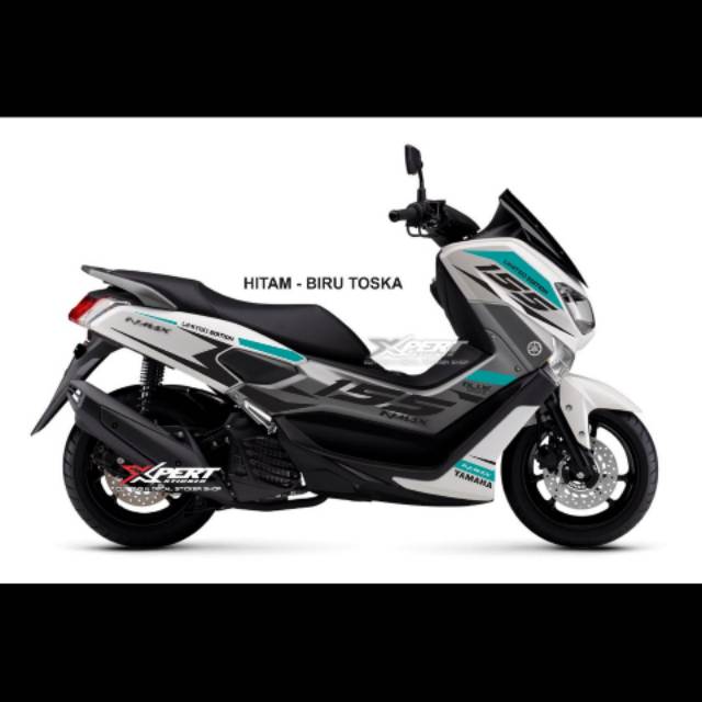Cutting sticker Yamaha Nmax putih striping hitam hijau tozca bahan oracal