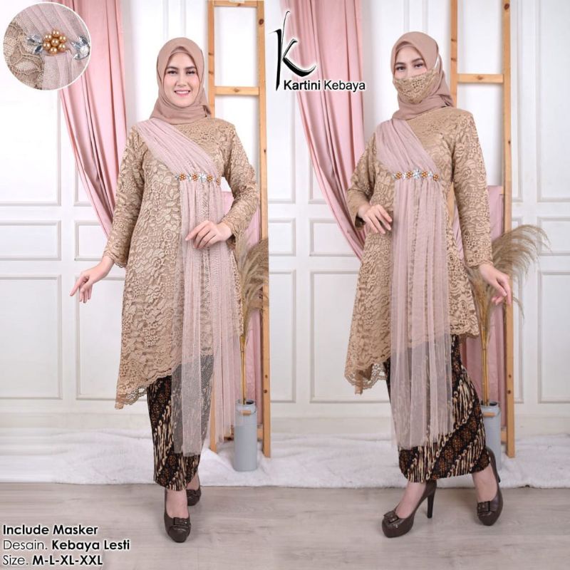 KEBAYA LESTI KEJORA/KEBAYA BROKAT LESTI TERBARu 100% BRAND ORIGINAL-Mocca