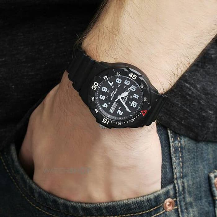 Casio Original MRW-200H Jam Tangan Pria - Analog - Karet - Hitam