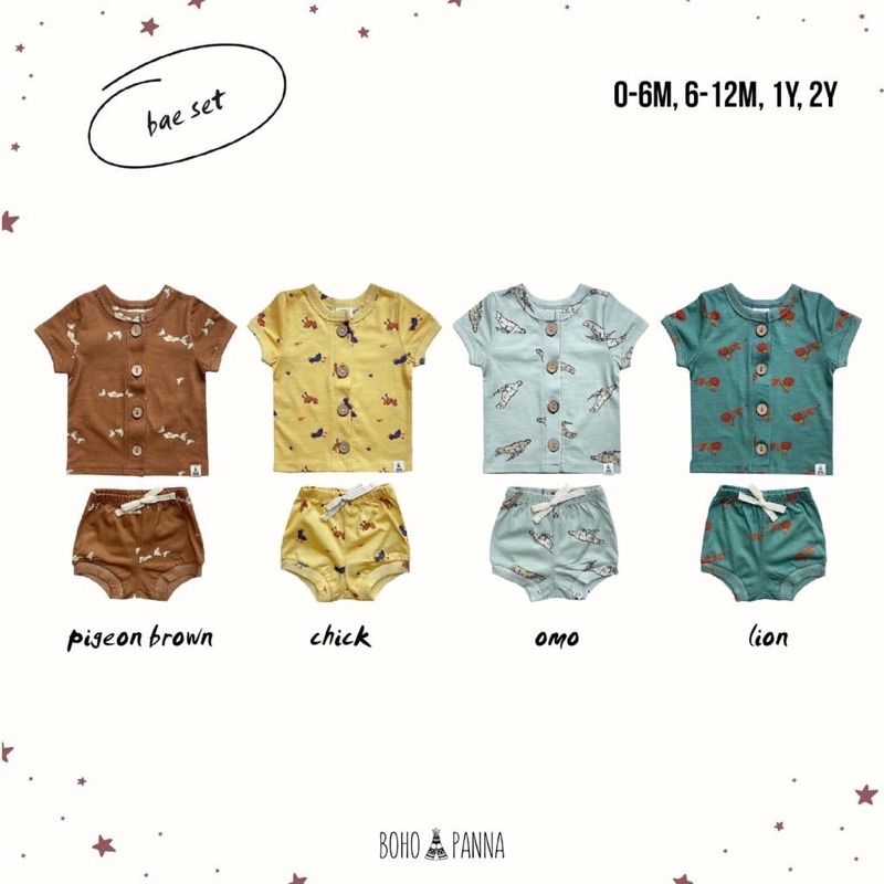 Bohobaby Bohopanna Bae set print motif baju set anak