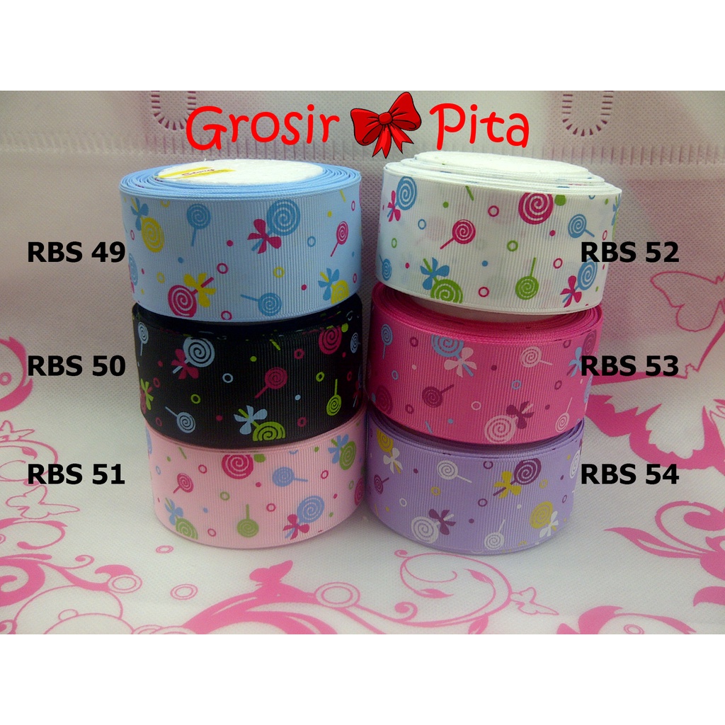 

(25 yard) Pita Grosgrain Motif Lolipop RBS 49,50,51,52,53,54 | Toko Bahan Craft | Grosir Pita