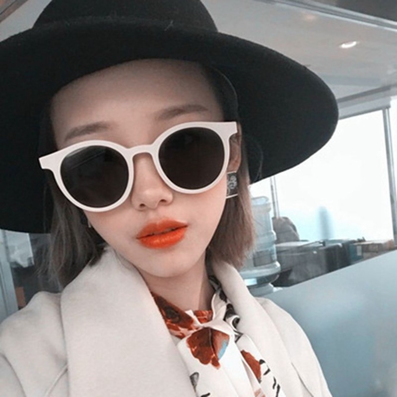 (YUZHU) Bayar Di Tempat Kacamata Hitam Pria / Wanita Model Korea Ulzzang Bulat untuk Wajah Bulat