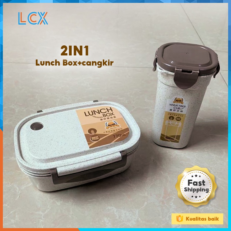 LCX 3 Pcs Set Lunch Box Set Kotak Bekal Makan / Mangkuk sup Portable / BPA Free VS-68