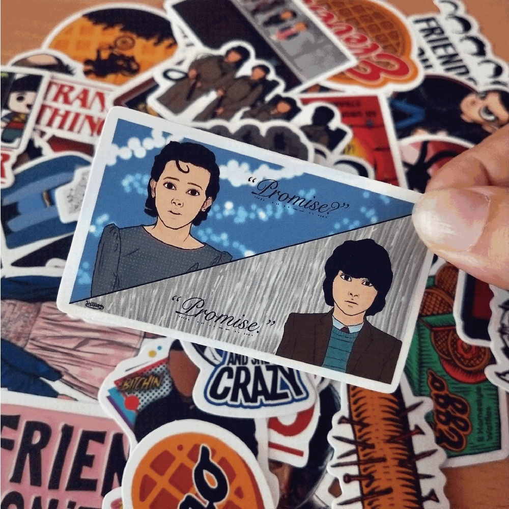 50pcs/set Stranger Things 3 Stickers Diy Waterproof Vinyl Material For Suitcases / Mobile Phones / Laptops sticker