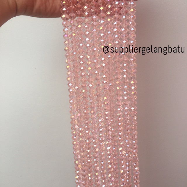 Crystal Ceko Doff 10mm PINK BENING aksesoris bahan perhiasan wanita gelang kalung online shop olshop