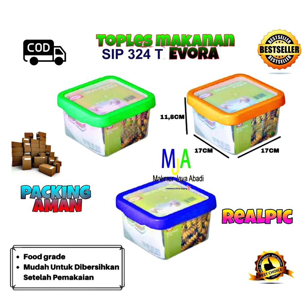 PROMO (BISA COD) Shinpo Evora SIP 324 S / SIP 324 T / Kotak Kue Plastik Polos / Kotak Makan / Food Storage / Tempat Kue - 0.9 L / 2L