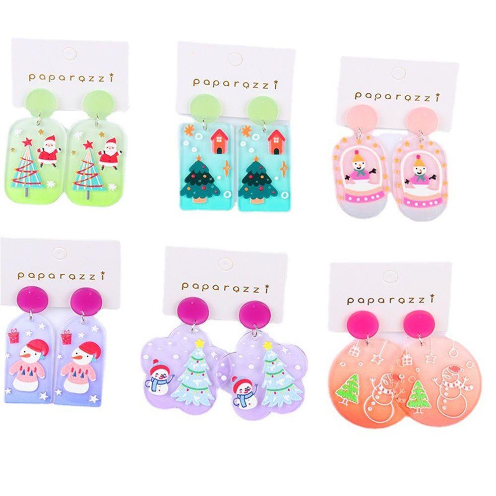 Nanas Anting Natal Fashion Wanita Aksesoris Lonceng Snowman Xmas Hadiah Akrilik