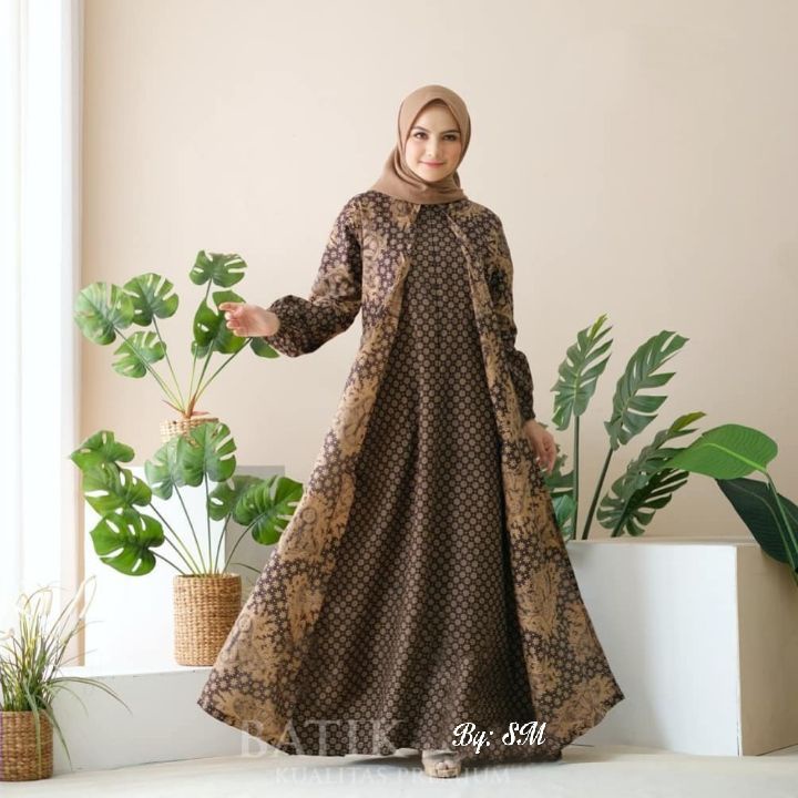 Batik Aira - Gamis Batik, Gamis Batik Modern, Gamis Batik Kombinasi