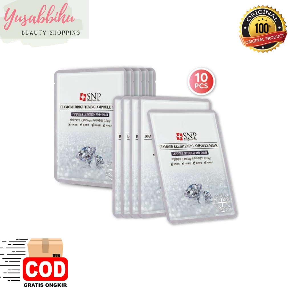 SNP - Diamond Brightening Ampoule Korean Face Sheet Mask - Exfoliates (10pcs)