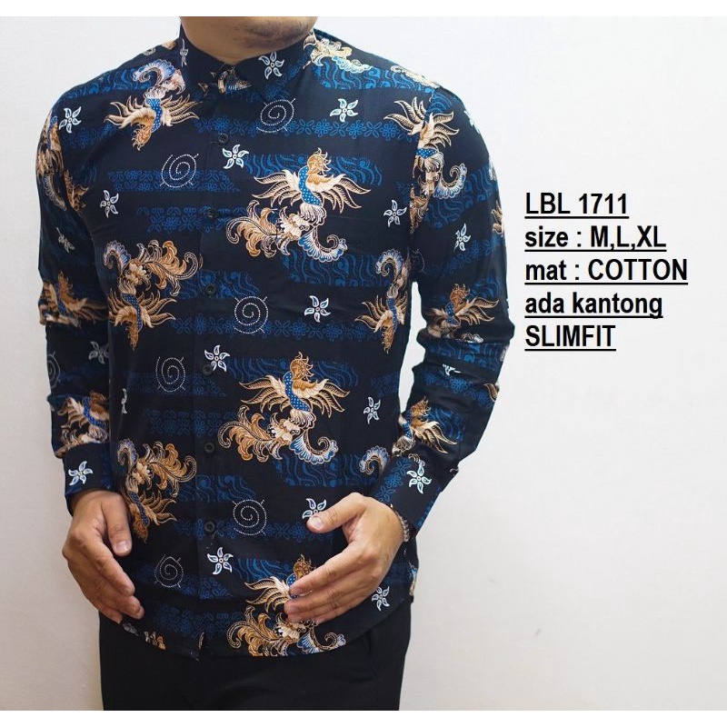 Luigi Batani LBL1443 | Kemeja Batik Pria Slimfit Tangan Panjang Baju Batik Tradisional