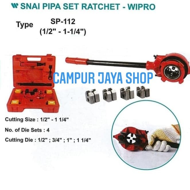 Senai Pipa Manual Wipro Heavy Duty 1/2"-1 1/4"/Snai Pipa Set Ratchet