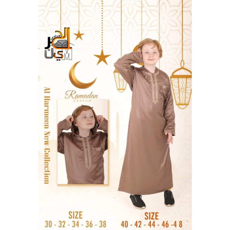 GAMIS JUBAH AL HARAMAIN IMPORT MESIR REMAJA HOODIE NON KERAH BORDIR size 40-48