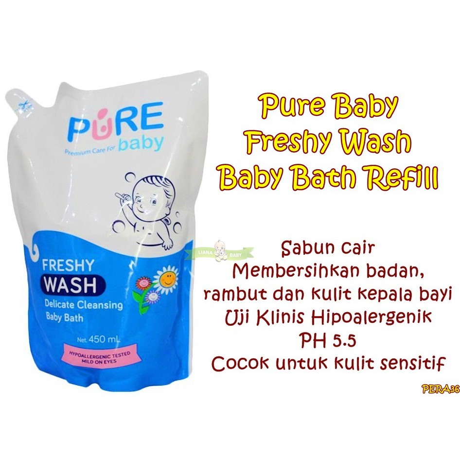 PERA36 PURE BABY WASH BABY BATH REFILL SABUN BAYI 450 mL exp bln 3 2024