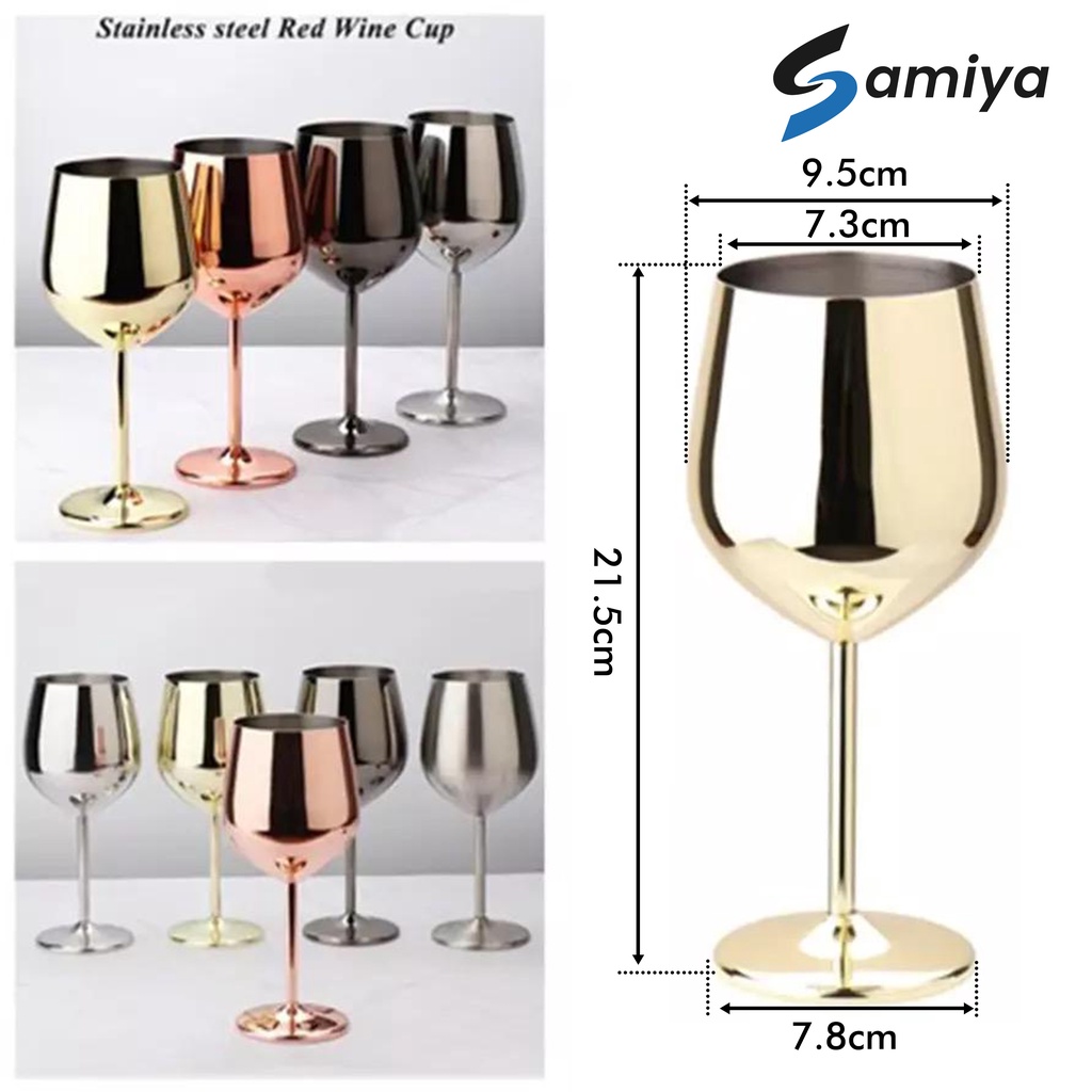 wine glass stainless steel color 500ml  / gelas wine goblet warna / glass cocktail champagne bar