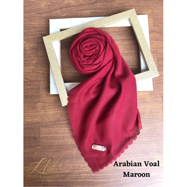 Part 1 Voal Arabian Jilbab Polos Sahara Hijab Segiempat-Maroon