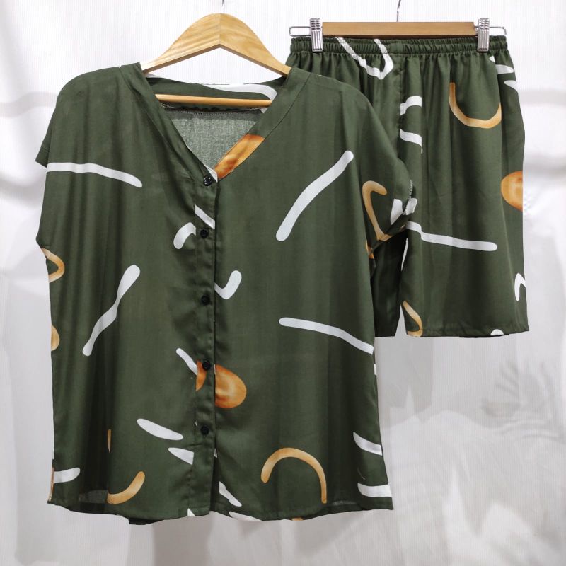 PIYAMA KANCING PENDEK HITS PIYAMA KANCING BUSUI | PIYAMA RAYON | HOMEWEAR-PDV X