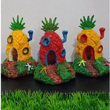 Hiasan Aquarium Rumah Nanas Spongebob mainan ikan