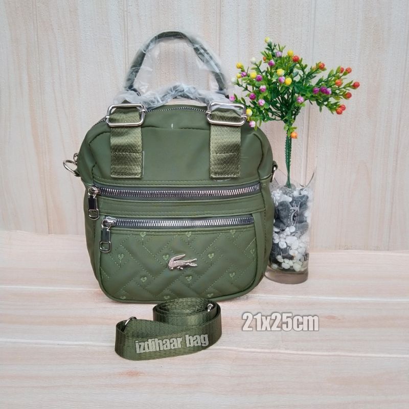 Tas slempang cibao 3ruangterbaru bahan motif bordir ukuran 21x25cm-Grentea
