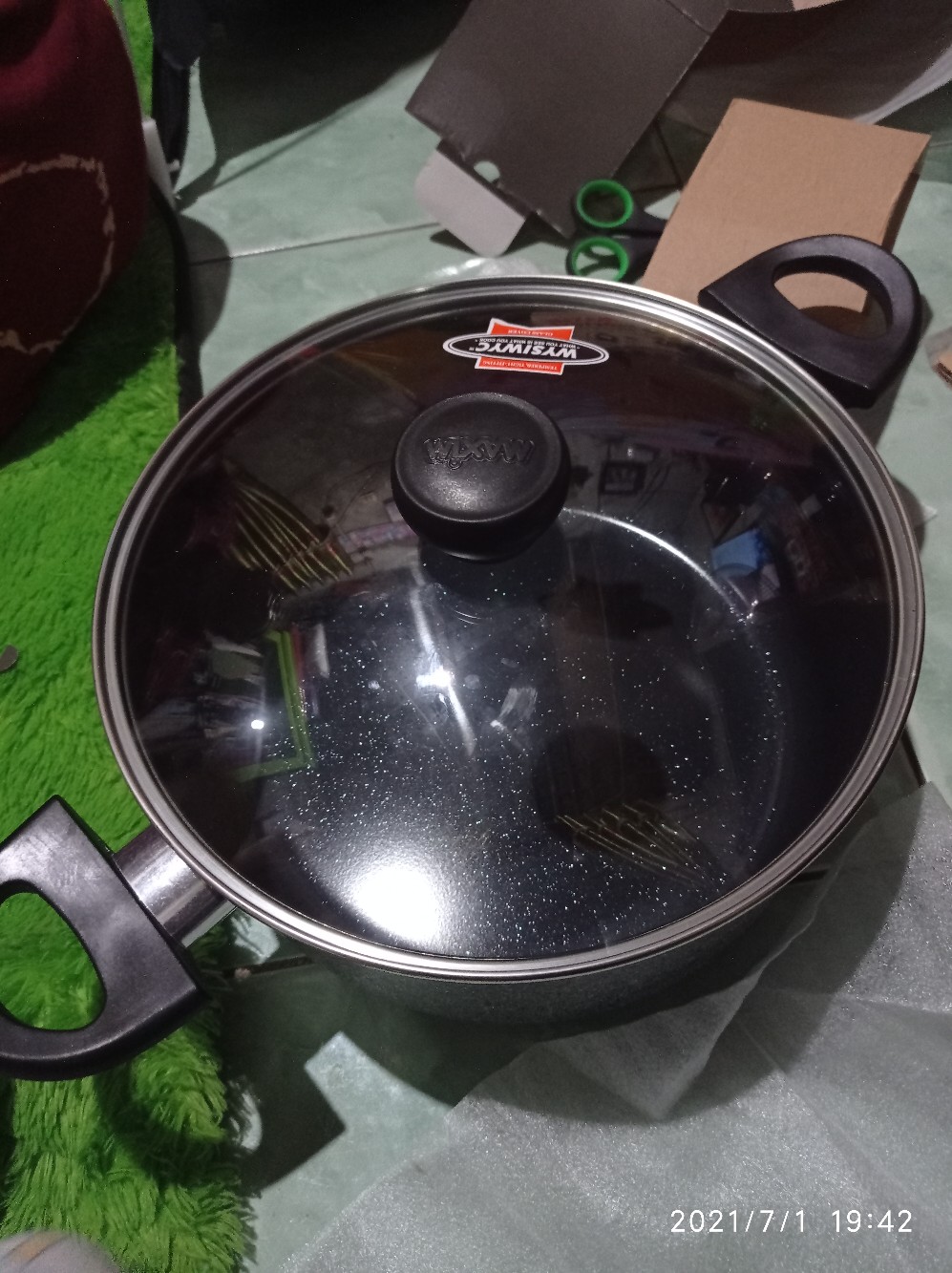 Wajan Panci Pot Anti Lengket Marble Ceramic Pot Maxim Neostone Dengan Tutup Kaca 24cm