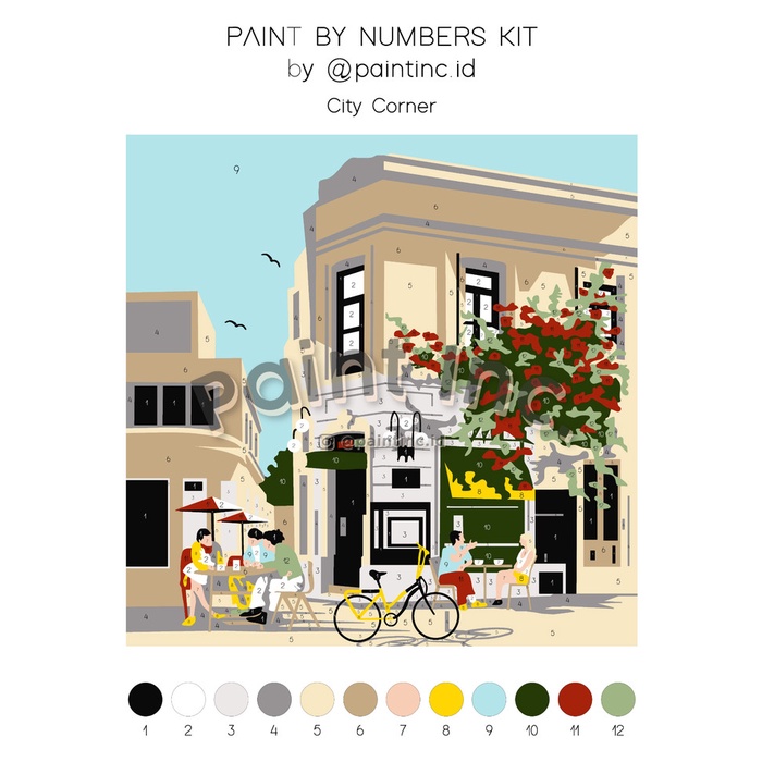 

Paint by Numbers Kit: City Corner | Painting Kit | Gift |Hampers - Tanpa Kuas