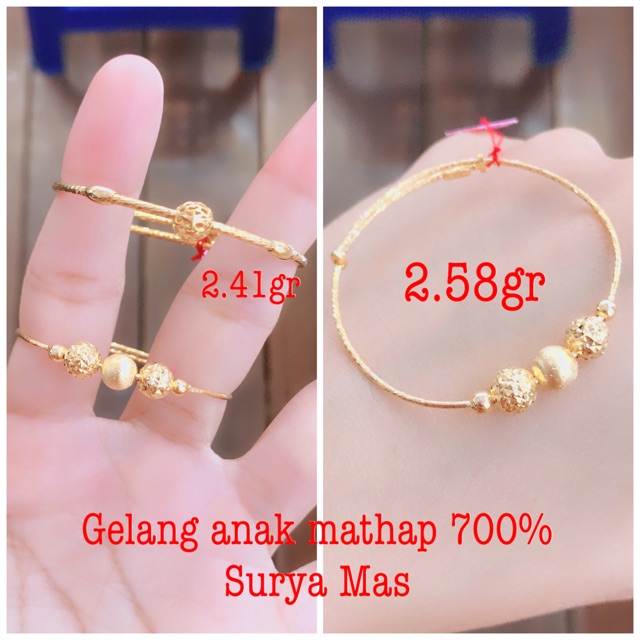 Gelang bulat anak emas 700%