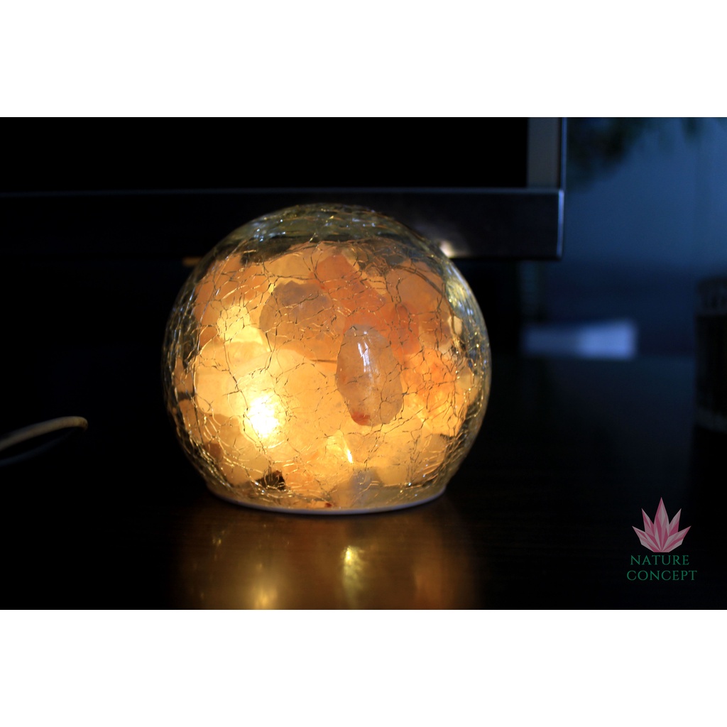 Lampu Kaca Kristal LED Garam Himalaya Glass bowl Crystal Lamp (Batere)