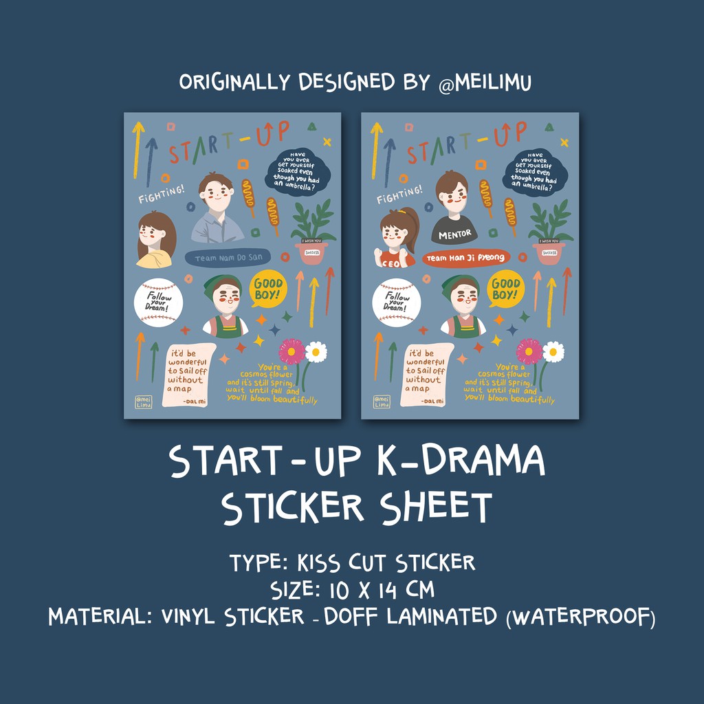 Start-Up K-Drama Sticker Sheet | Stiker Drama Korea Start Up | Hadiah Buat Pencinta Drakor StartUp