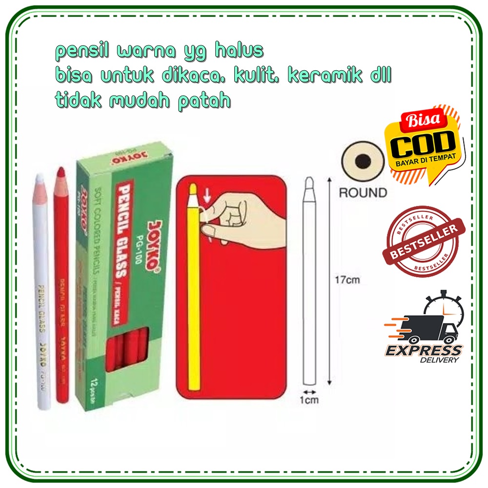

PENSIL KACA JOYKO / PENSIL DERMATOGRAPH / PENCIL GLASS/ PENSIL UNTUK KACA ALAT LUKIS KACA PENSIL PEWARNA KULIT