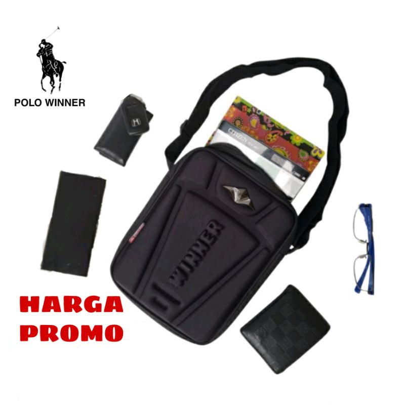 Tas Selempang Pria Batok Embos POLO WINNER Tas Slempang pria Slingbag Pria