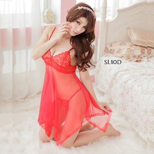 [READY STOCK] GAUN MALAM BAJU TIDUR SEXY LINGERIE SEKSI MERAH SL10D