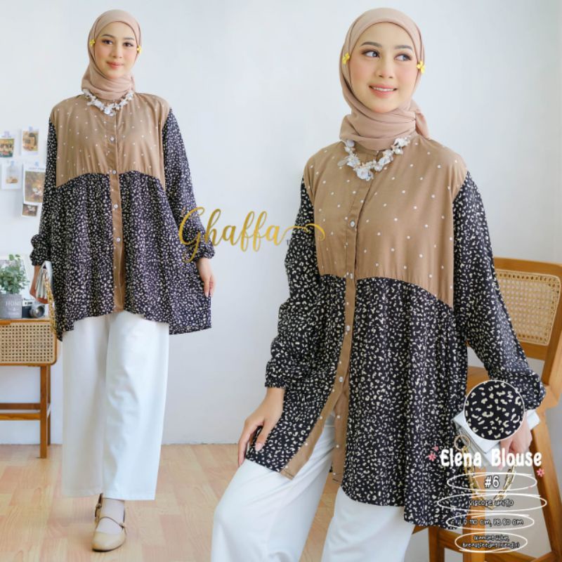 ELENA BLOUSE #6 BY GHAFFA THE LABEL / BLOUSE RAYON VISCOSE MOTIF WANITA MUSLIMAH / Baju wanita ld110