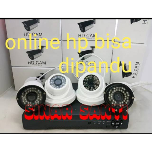 paket cctv 4ch 4 camera 3mp full hd ( lengkap tggl pasang )