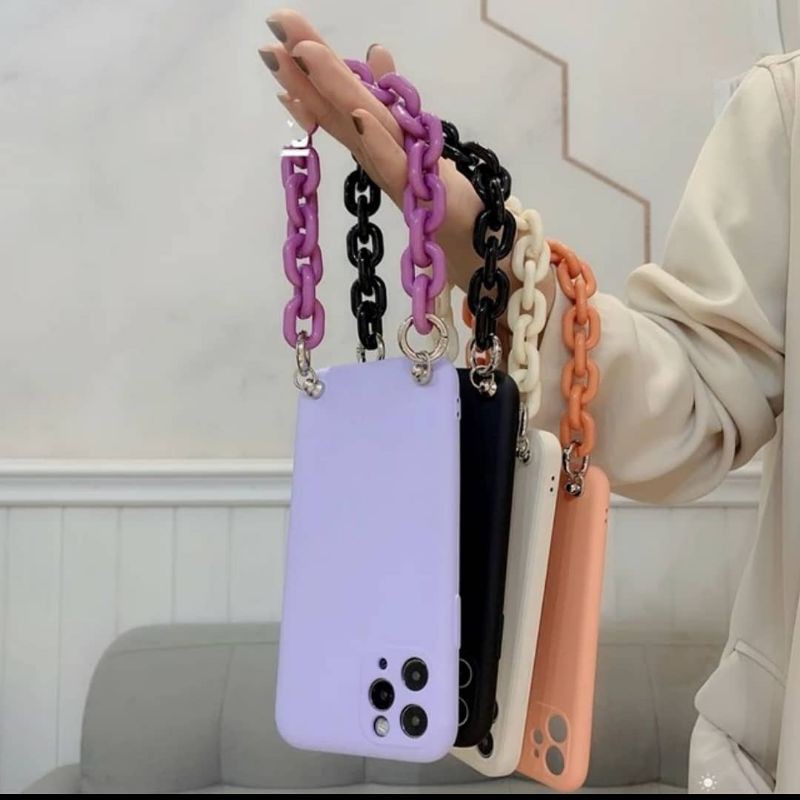 IPHONE 11 6.1 Silikon Soft Case Hp Tali Rantai Polos Candy Gelang