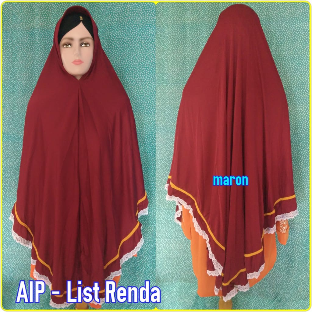 Jilbab Hijab Kerudung instan Jumbo Ori AIP Lis Renda