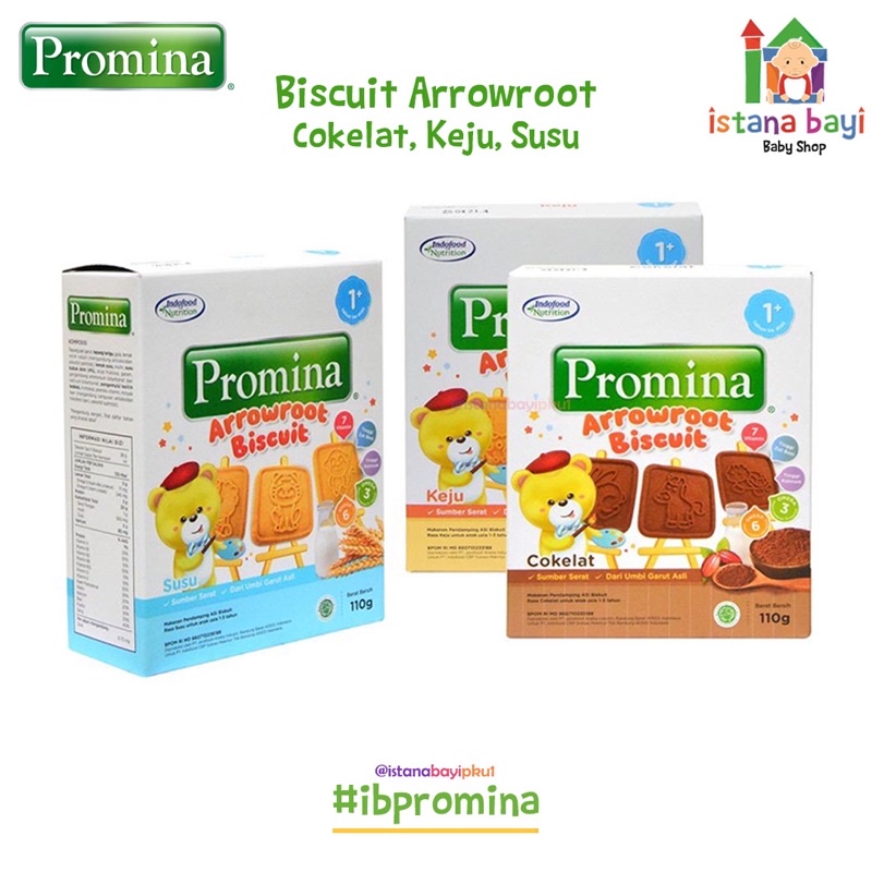 Promina Biskuit Arrowroot Rasa Susu / Coklat / Keju 130gr