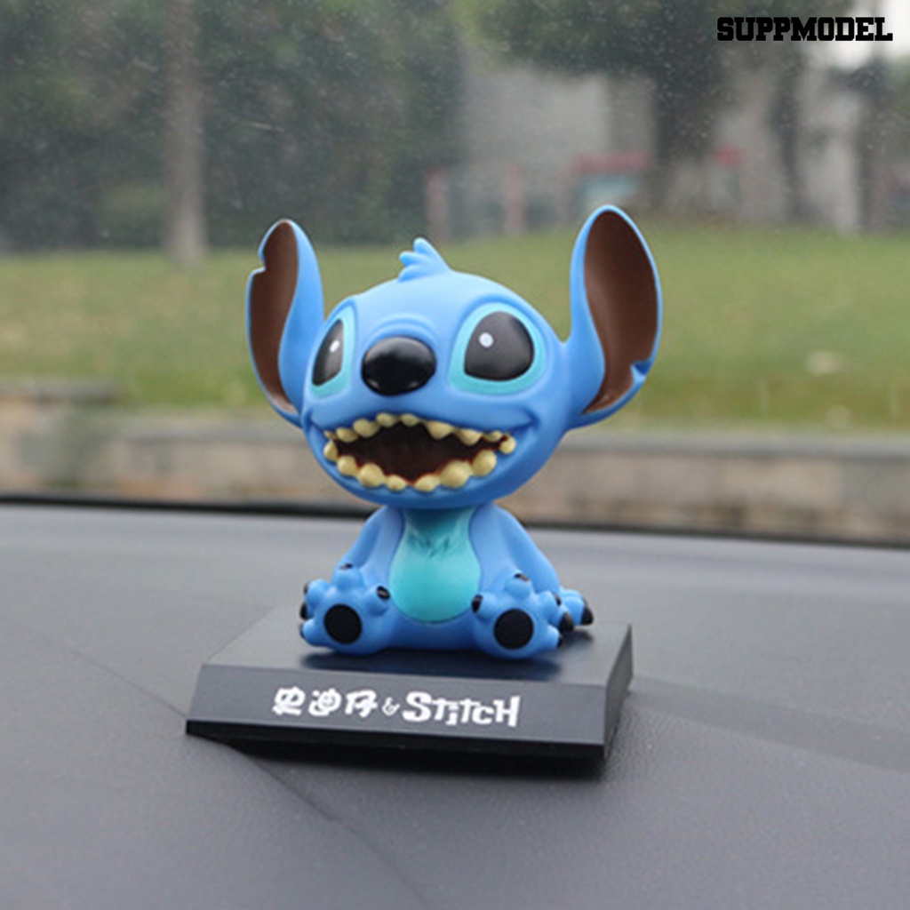 Ornamen Boneka Kartun Stitch Kepala Goyang Buatan Tangan Untuk Interior Mobil