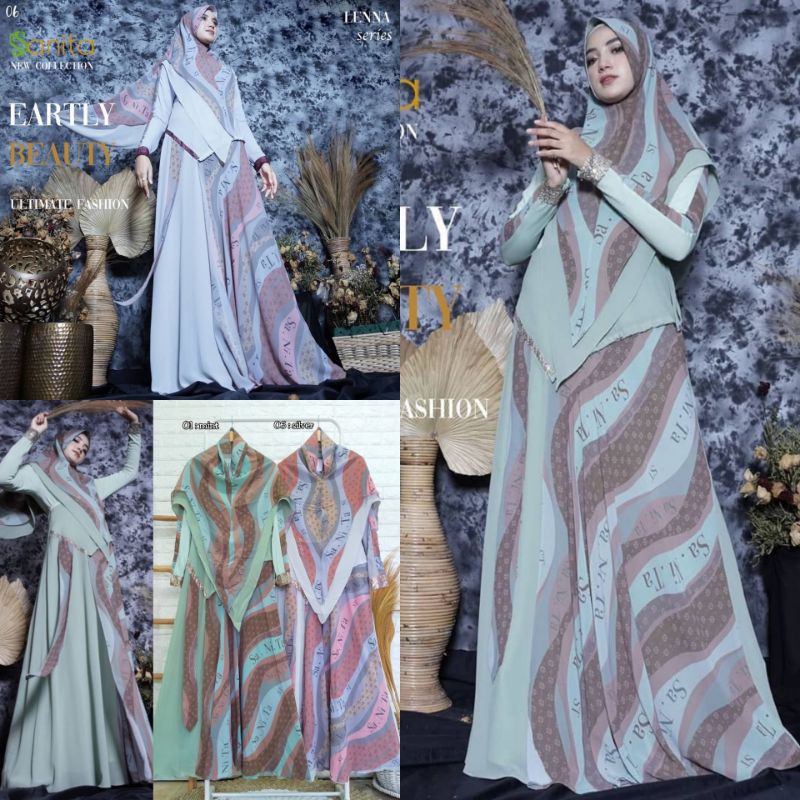 Gamis Syar'i LENNA by Sanita ORIGINAL (motif printing signature by Sanita yang cantik) | Join Zona