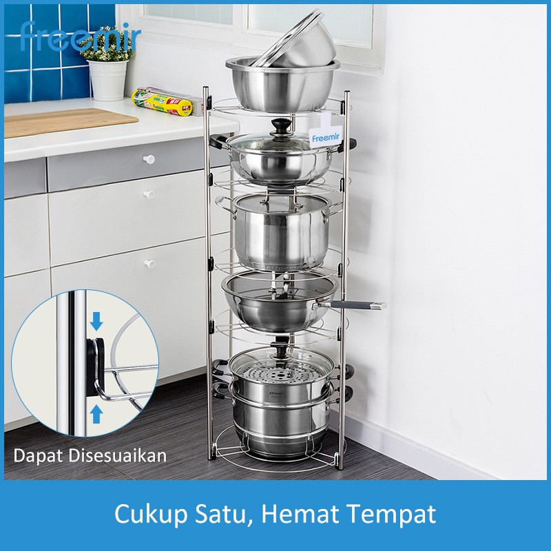 Freemir rak panci wajan peralatan masak dapur multifungsi Freemir rak panci wajan peralatan masak dapur multifungsi