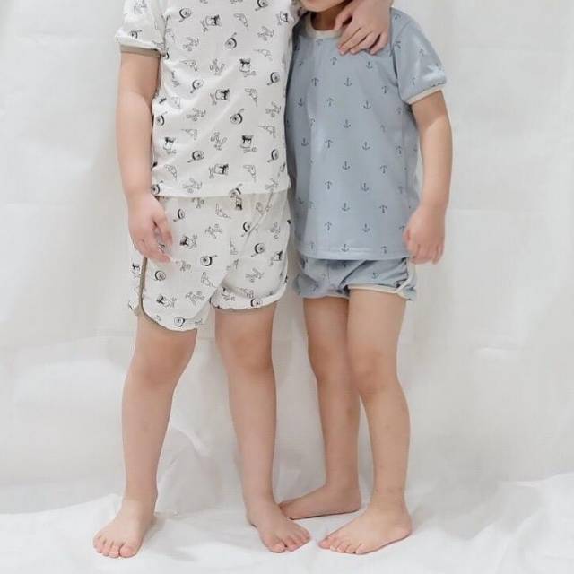 CF5 - SETELAN/STELAN ANAK PREMIUM PIYAMA BAJU TIDUR MAIN ANAK HARIAN DAILY RETRO FULLPRINT RIB