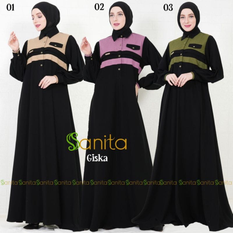 Dress muslim only giska by sanita Gamis only dewasa terbaru Pakaian muslim dewasa Dress muslim only