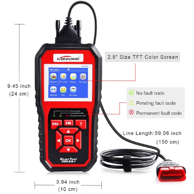 KW850 OBD2 Scanner Mobil - Diagnosis Scanner