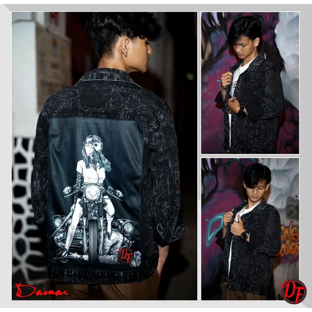 JAKET JEANS PRINTING JAKET SANDWASH GAMBAR BELAKANG JAKET JEANS PRIA TERLARIS